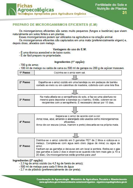 Fertilidade do Solo e Nutrição de Plantas – Preparo de microrganismos eficientes