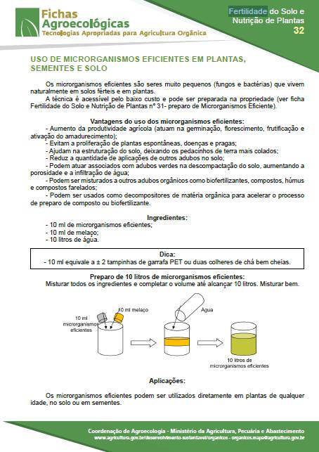 Fertilidade do Solo e Nutrição de Plantas – Uso de microrganismos eficientes em plantas, sementes e solo